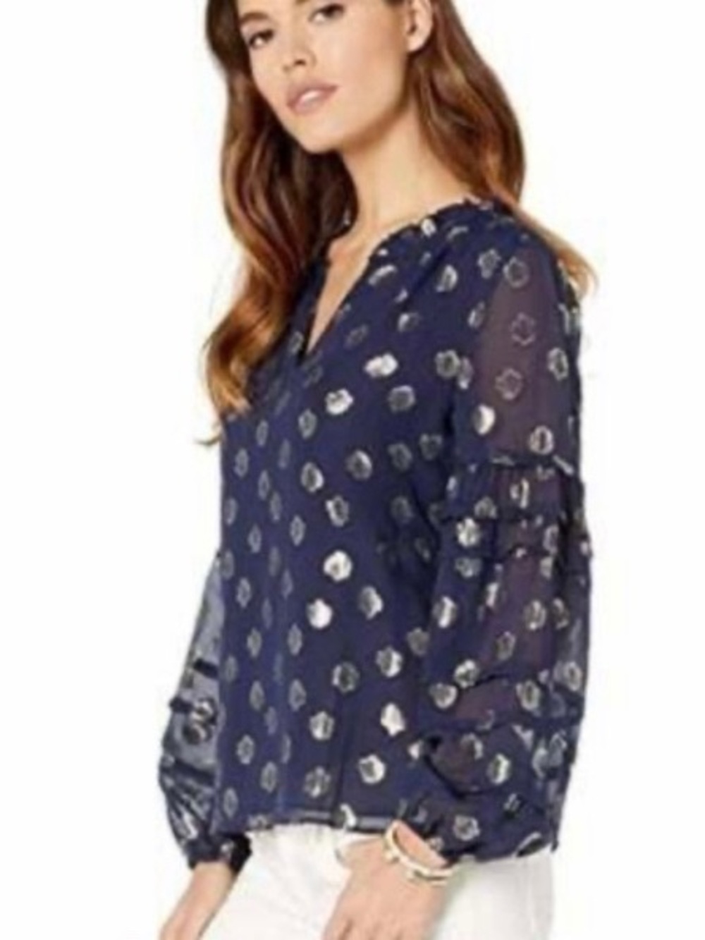Lilly Pulitzer Giana Silk Top in True Navy